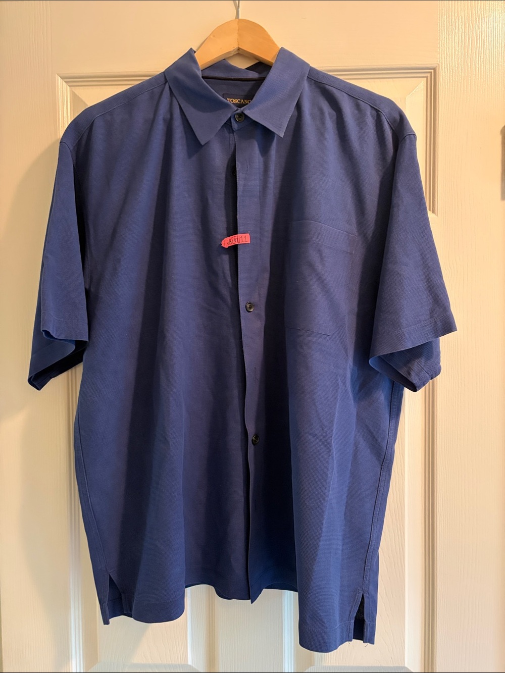 XL Toscano Men's Short-Sleeve Button-Down Shirt — Deep Blue